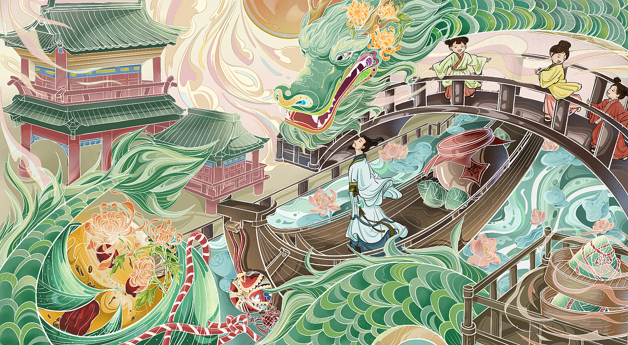 端午节插画--粽享端午