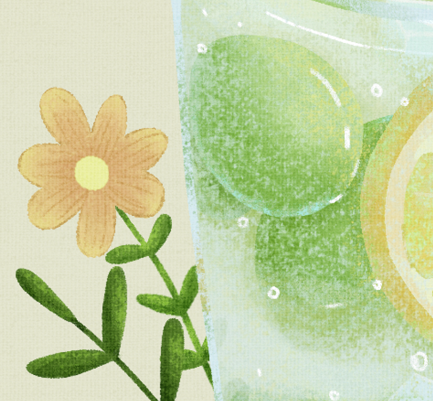 原创插画|青提气泡茉莉绿茶|夏日饮品