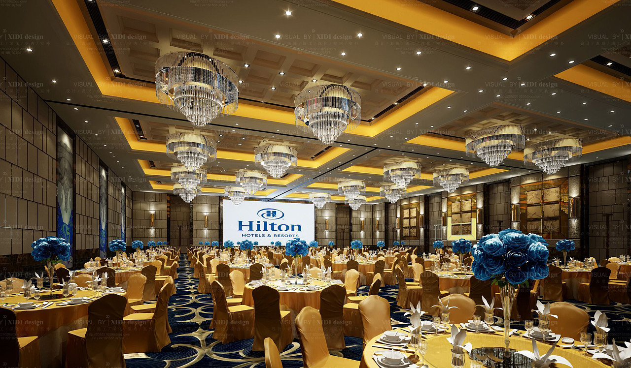 酒店餐饮-婚宴宴会厅效果图|空间|家装设计|晓晓15155107537 - 原创