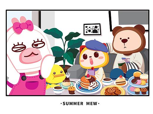 夏萌猫【甜品电脑壁纸】