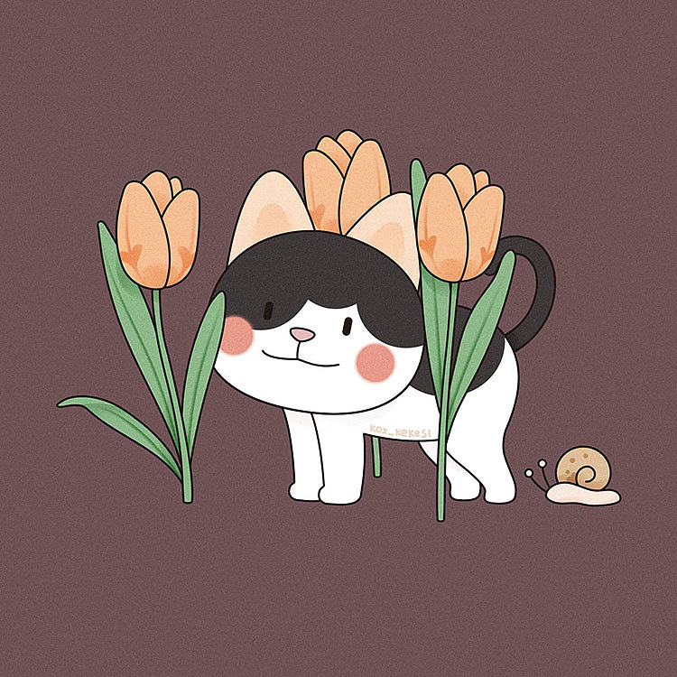 猫与花（图ZMjA2MzkyMDMy） - 商业插画 - 站酷设计师Kox豪烁郎原创素材 - 站酷ZCOOL