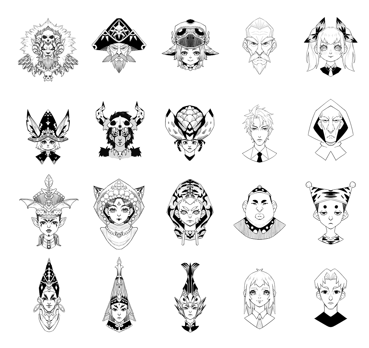 黑白头像系列（图ZMjYyMTU0Njg0） - 游戏原画 - 站酷设计师画画的咖啡君原创素材 - 站酷ZCOOL