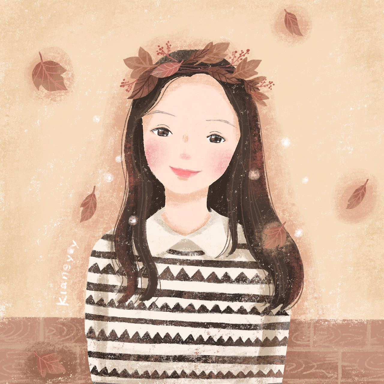 带着叶子花环的仙女