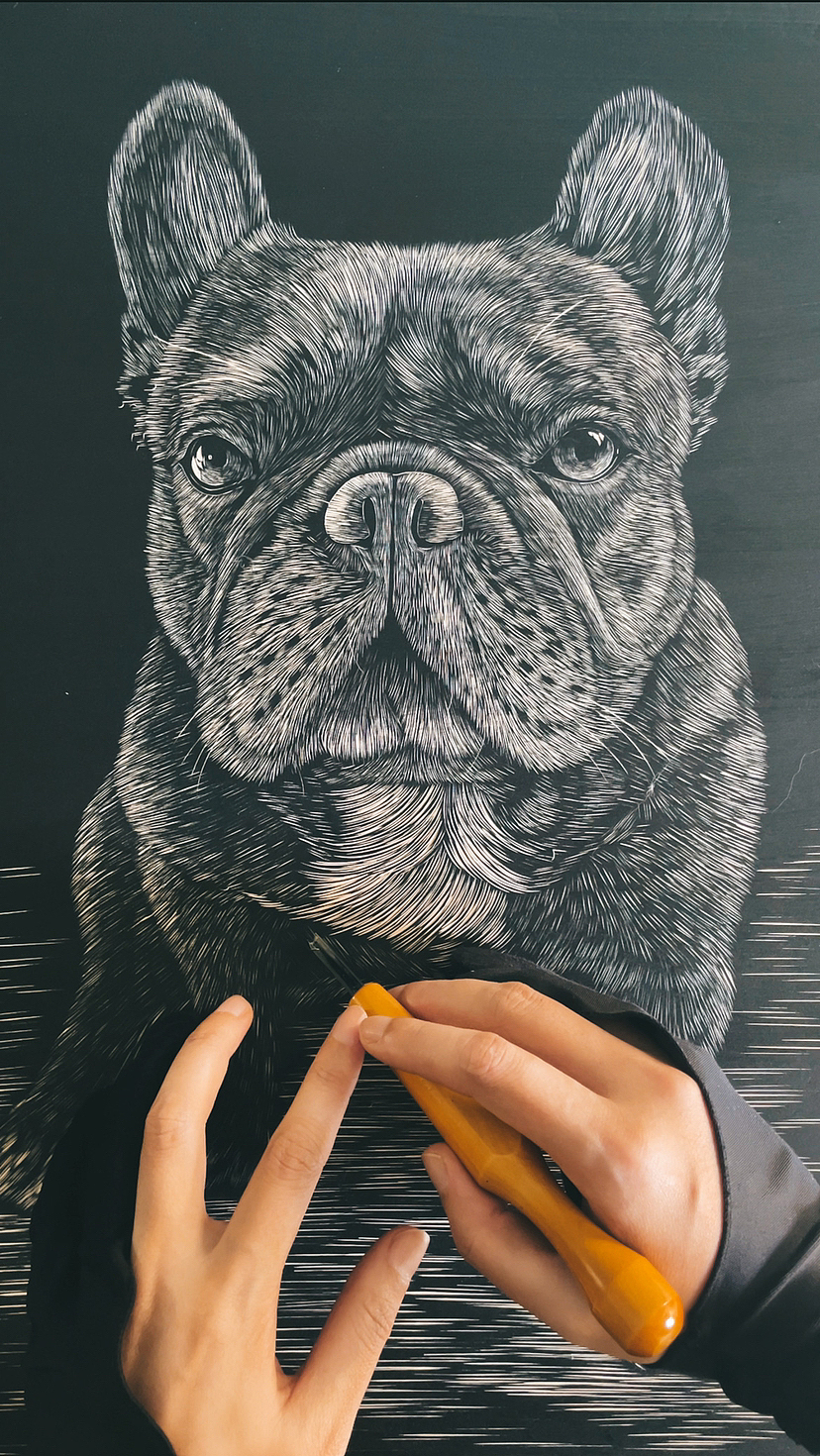 木刻版画制作·狗狗
