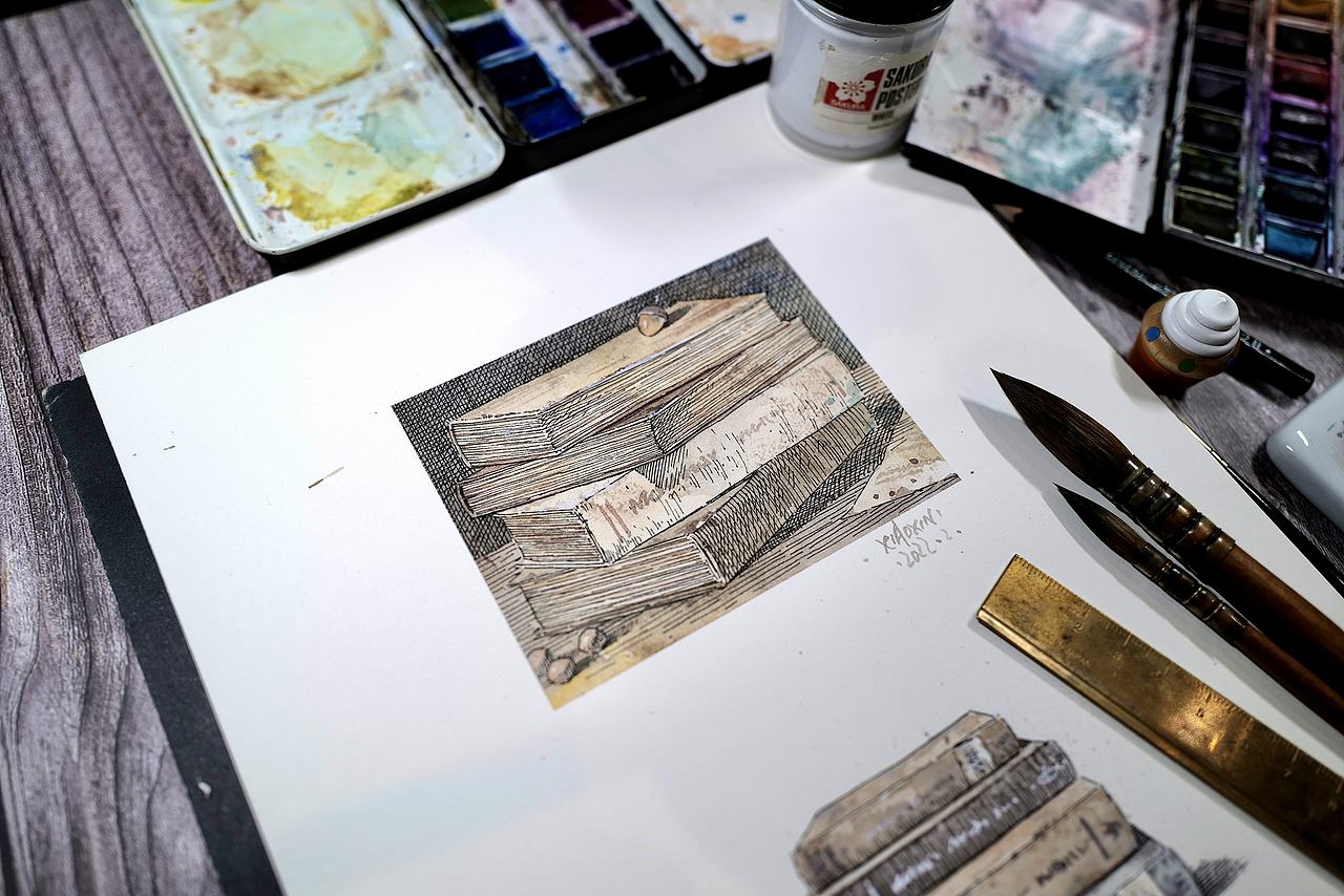 钢笔淡彩班课堂示范(图ZMjg4MDQ2OTM2) - 儿童插画 - 站酷设计师小新插画原创素材 - 站酷ZCOOL