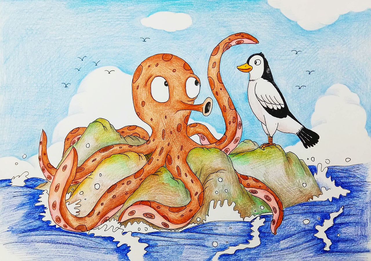 所有的鸟儿都有喙,但是章鱼也有.