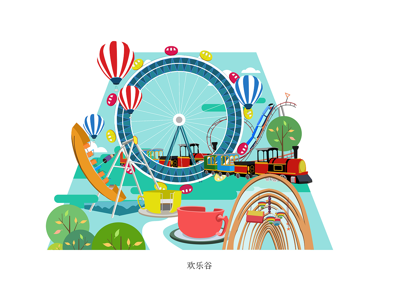 成都景点扁平插画