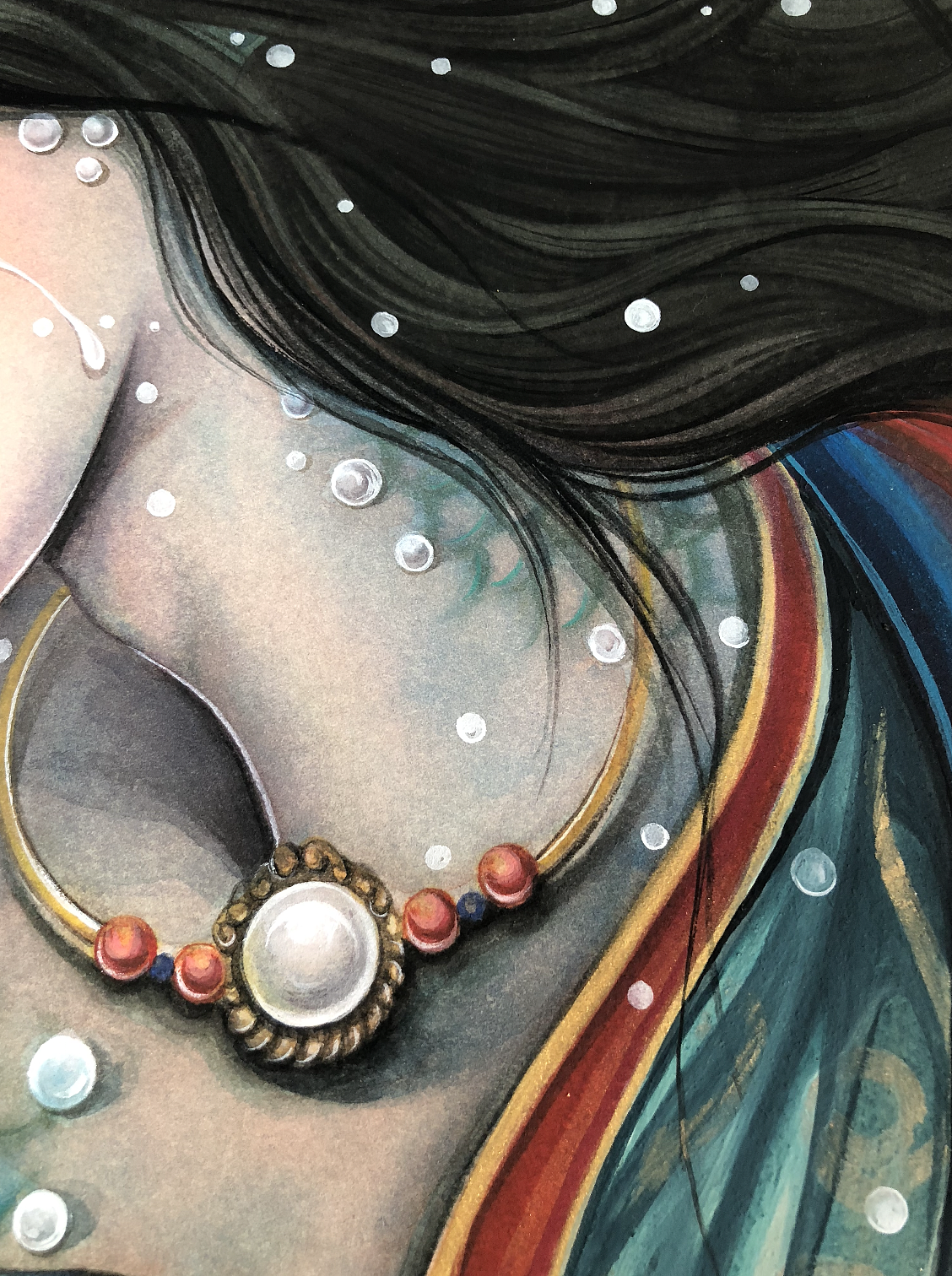 白树原创手绘山海经系列之南海鲛人