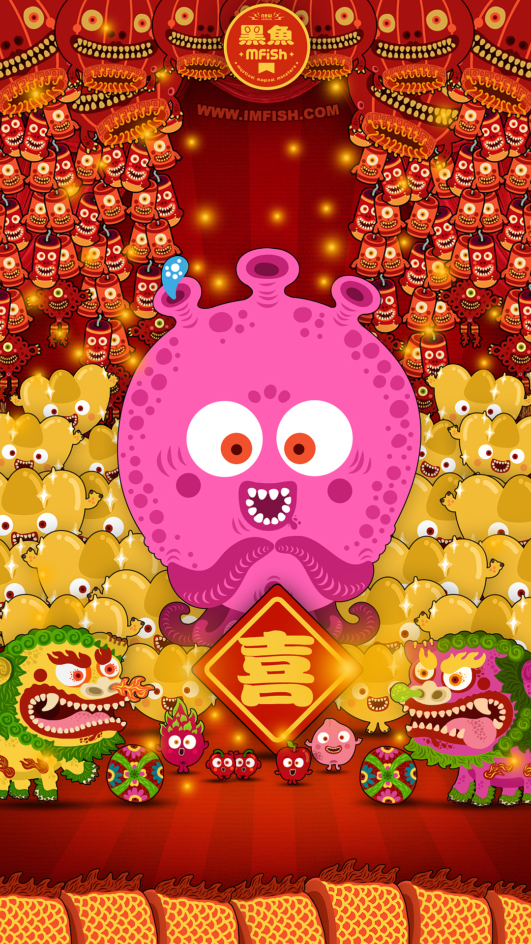 过年的一套手机壁纸（图ZNDA2NzUyOTY=） - 商业插画 - 站酷设计师haoyuer原创素材 - 站酷ZCOOL
