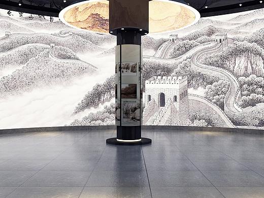 2000平方的博物馆设计，局部效果，展厅展示展会设计