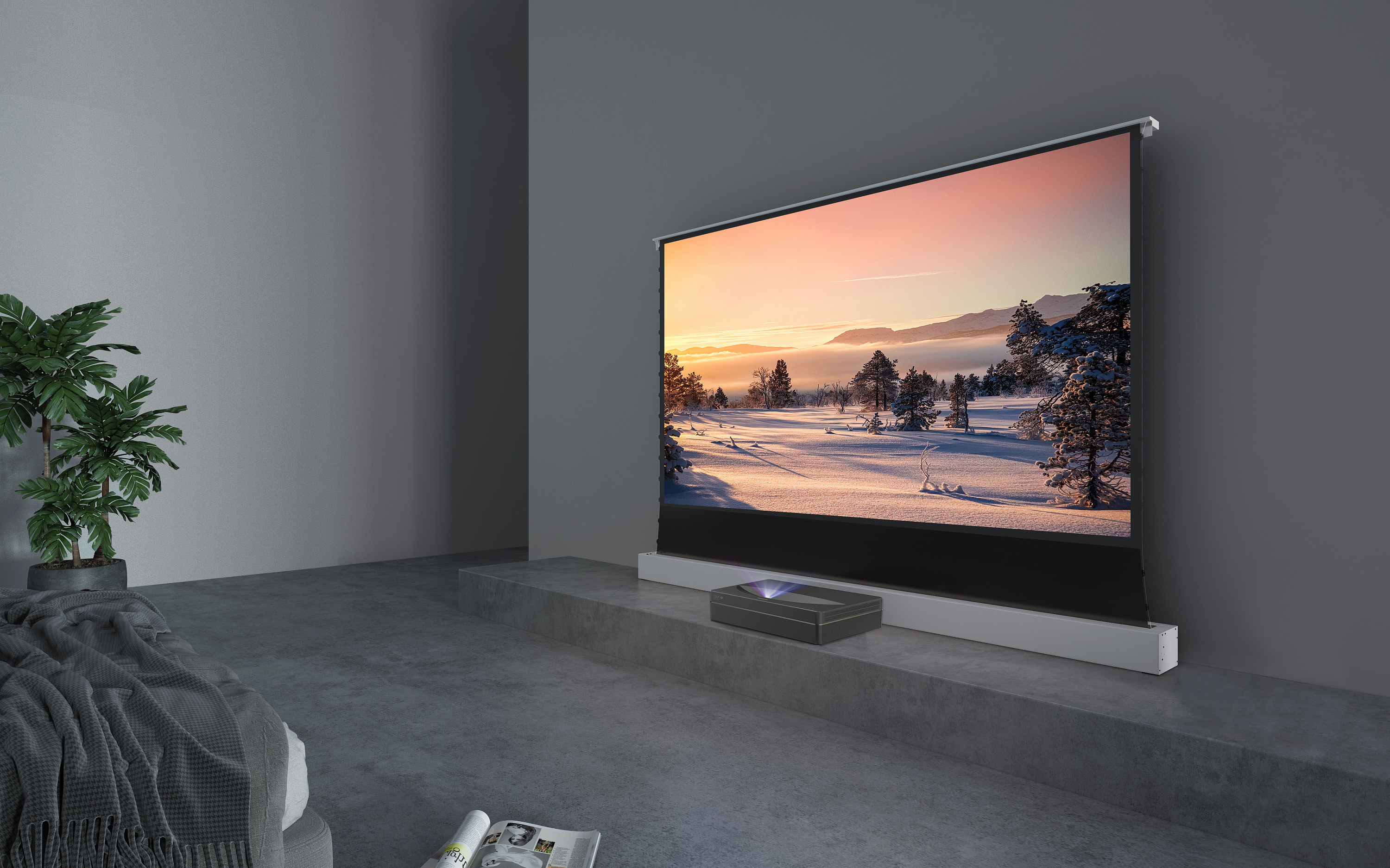 超短焦激光电视的选择黑栅地升幕