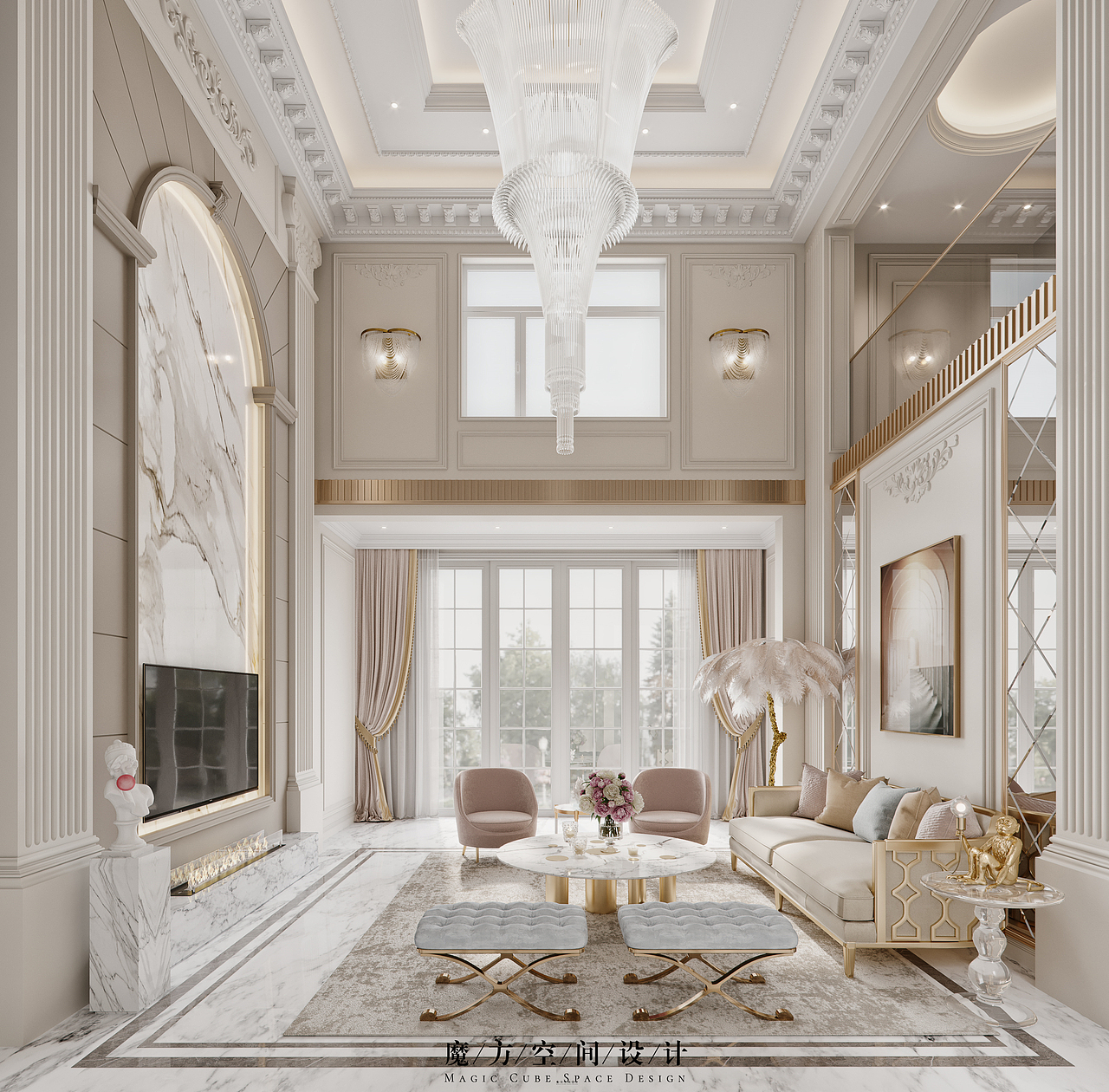 【魔方】法式轻奢•贵州遵义别墅项目（图ZMjE2NzMxOTg4） - 家装设计 - 站酷设计师魔方空间设计原创素材 - 站酷ZCOOL