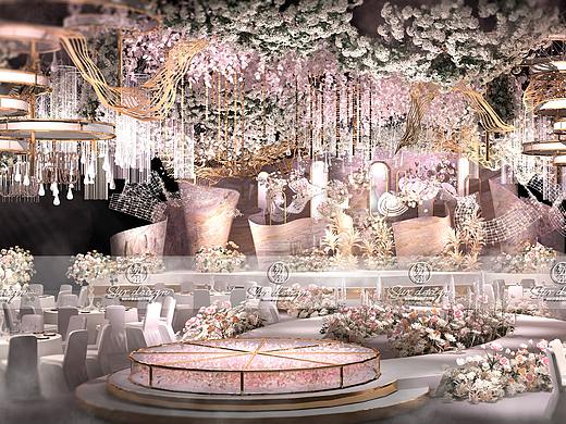 SurDesign粉色系婚礼宴会3D效果图