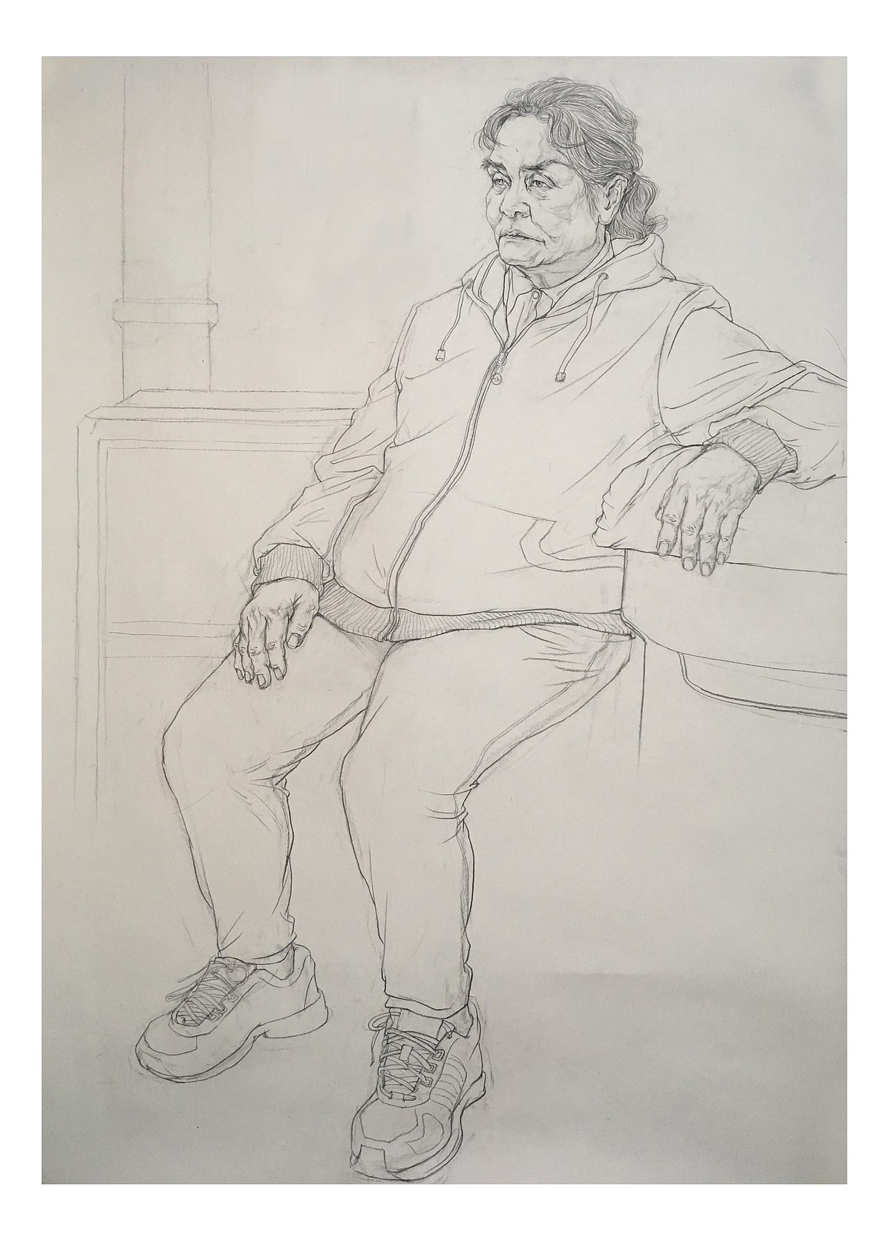 线性素描/人物全身肖像 (全开 4小时 写生)