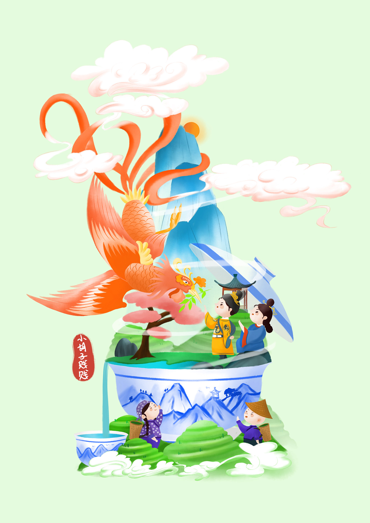 国风插画|水墨微观场景