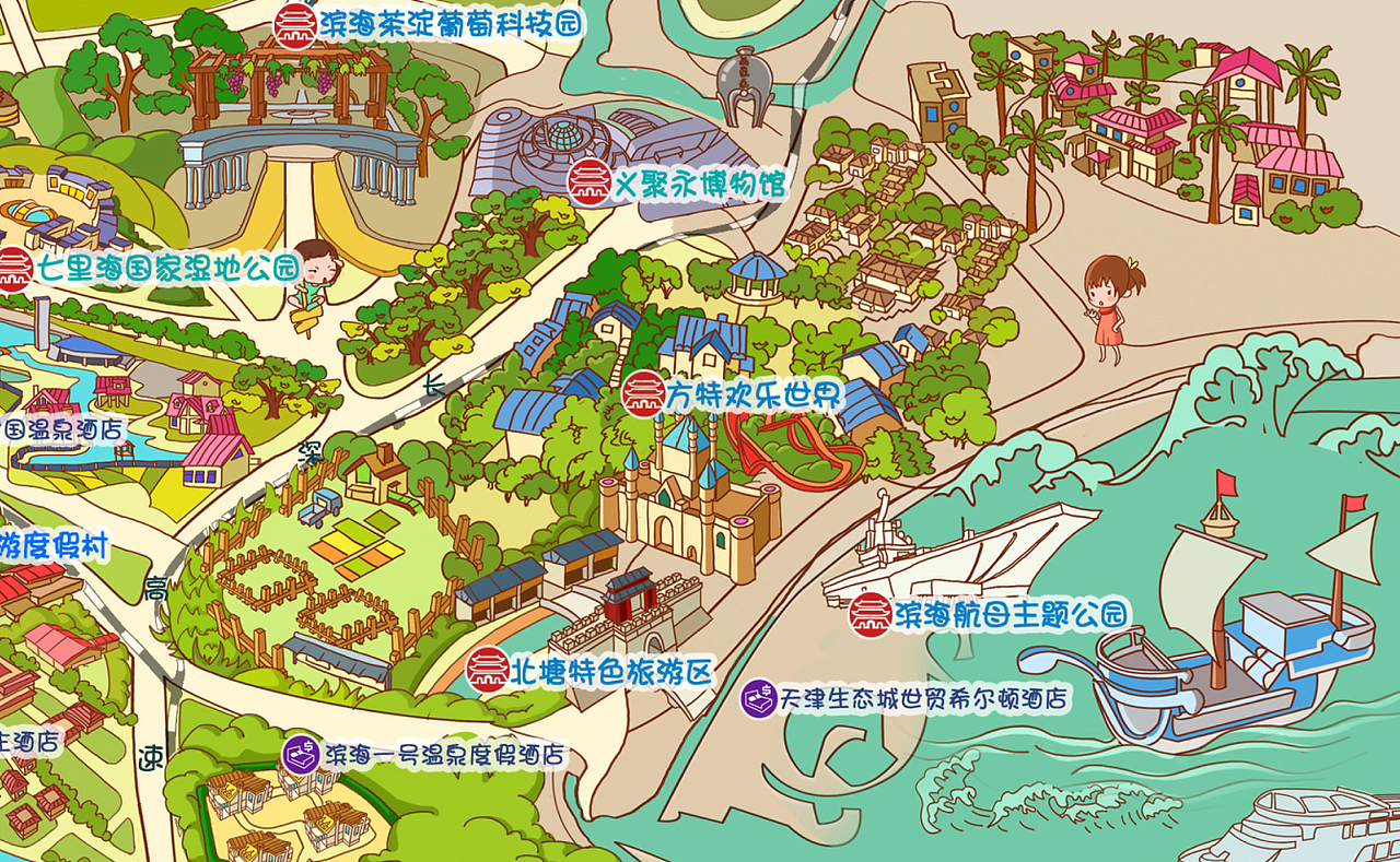 天津旅游手绘地图（图ZNDUxNDQ3MDg=） - 宣传物料 - 站酷设计师MJC0909原创素材 - 站酷ZCOOL