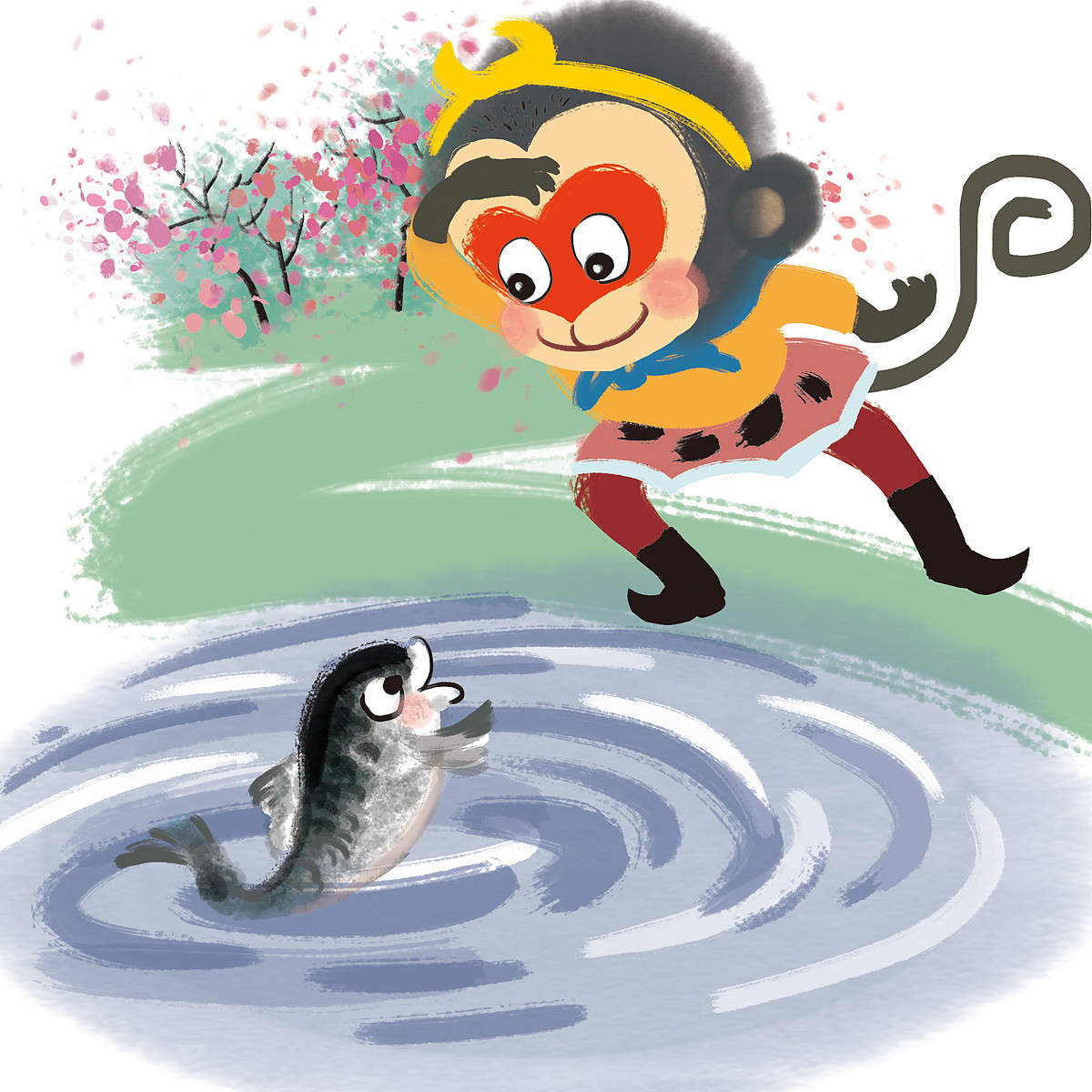 儿童绘本中国风水墨插画