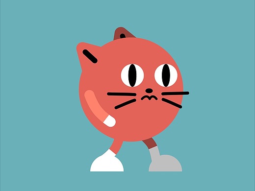 ae小动画 行走的小丑猫gif