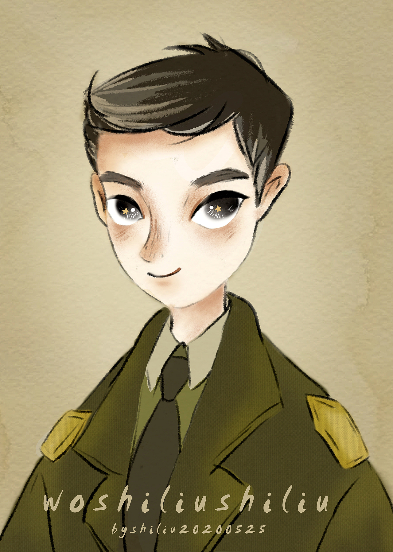 军装小哥哥军大衣帅气男生兵哥哥ps手绘老九门(佛爷)