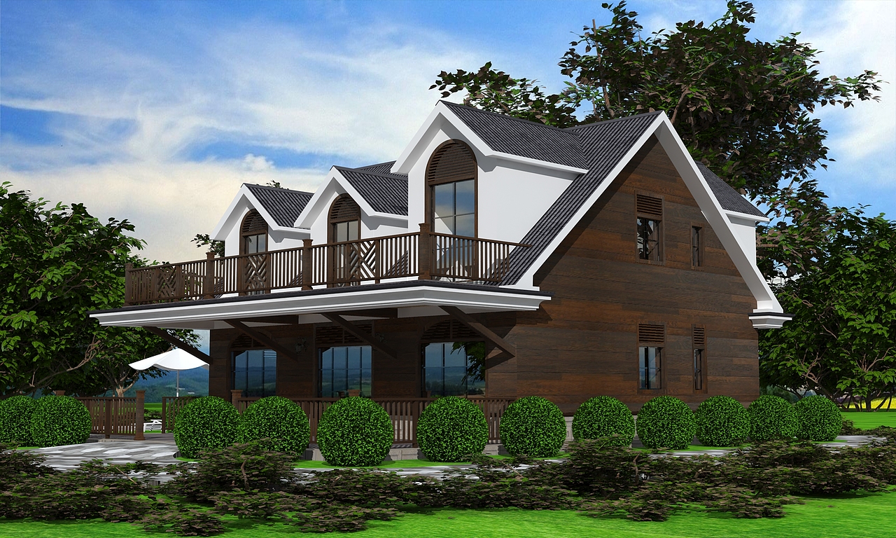 江西景德镇自建房设计,二层小木屋别墅