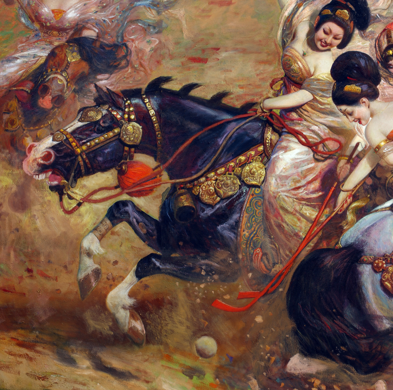 油画作品《马球》