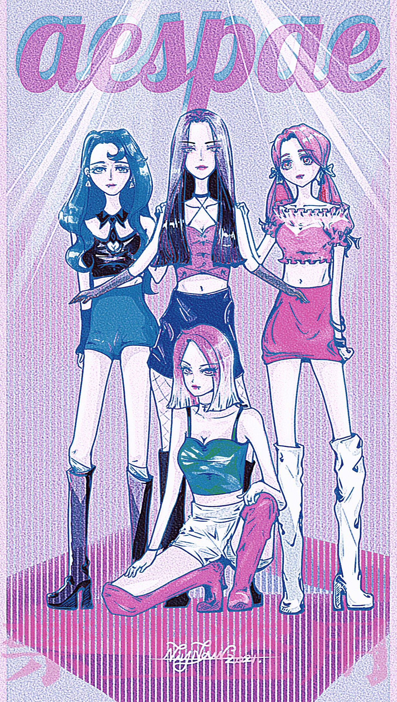 aespa辣美风女团插画