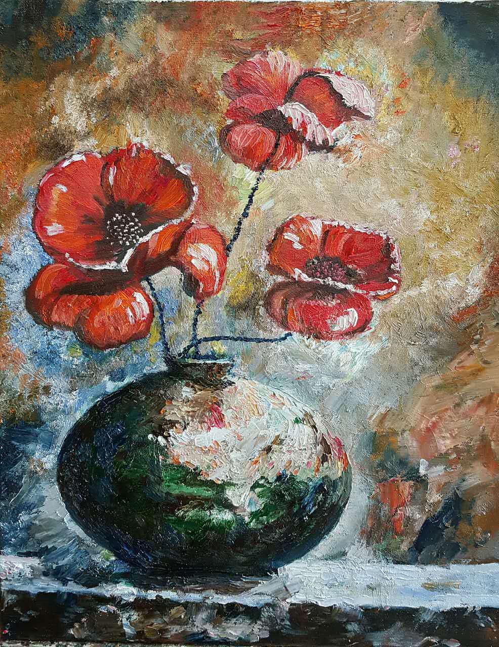 油画《罂粟花》作者:果酱女王俞果