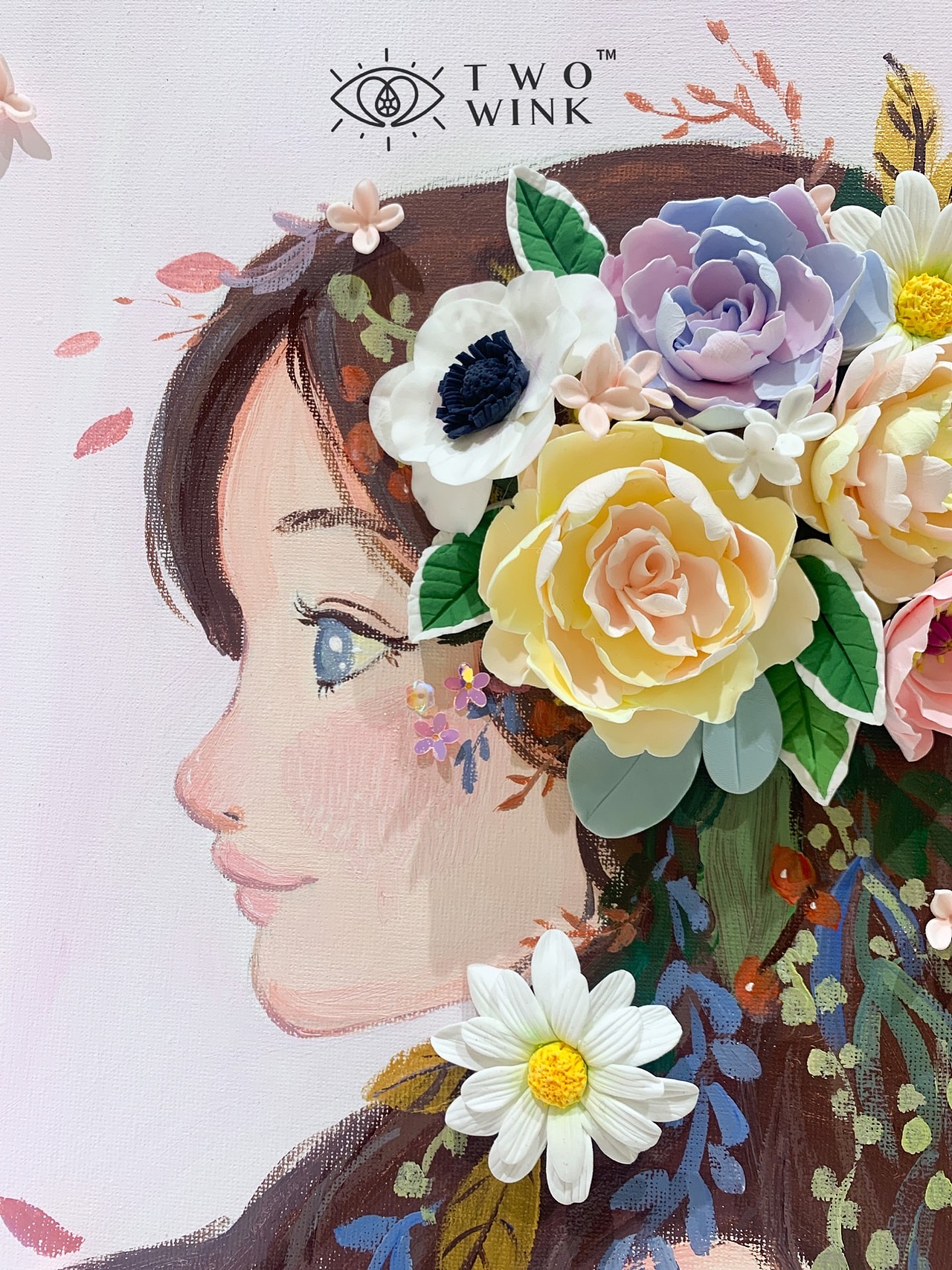 【手工粘土+手绘丙烯画】花与少女 粉🌸（图ZMjQxNDY3NDM2） - 其他手工艺 - 站酷设计师芝士满杯桃桃原创素材 - 站酷ZCOOL