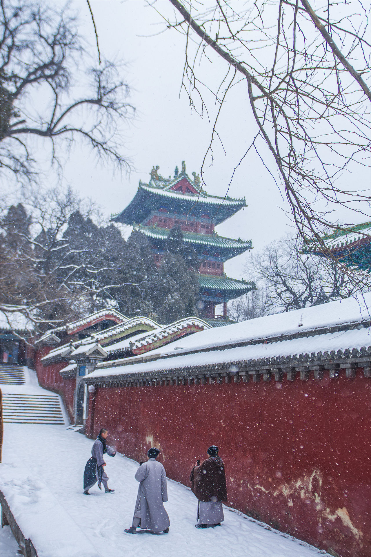 世界文化遗产:河南嵩山少林寺的雪
