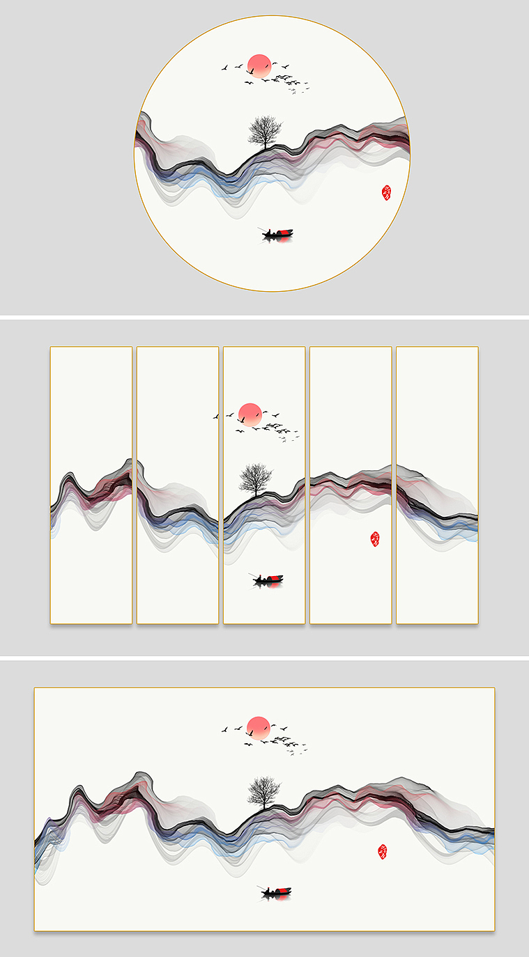 新中式山水画水墨画意境山水画（图ZMTE1NDk3MjI4） - 商业插画 - 站酷设计师SJ101原创素材 - 站酷ZCOOL