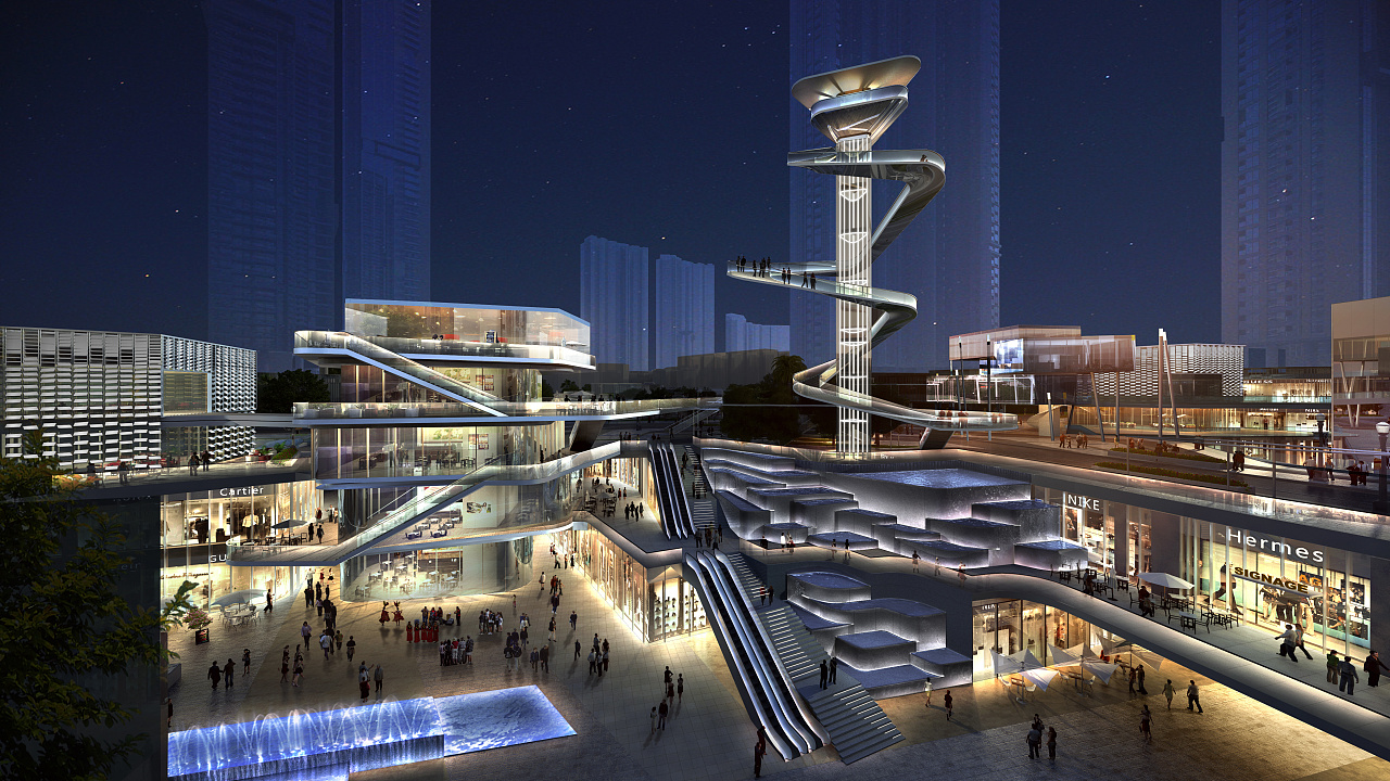 某商业广场夜景设计