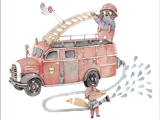 消防車（個人主頁-ZNTA0MDgzNjA=） - 藝術(shù)插畫 - 站酷設(shè)計師臟男孩原創(chuàng)素材 - 站酷ZCOOL