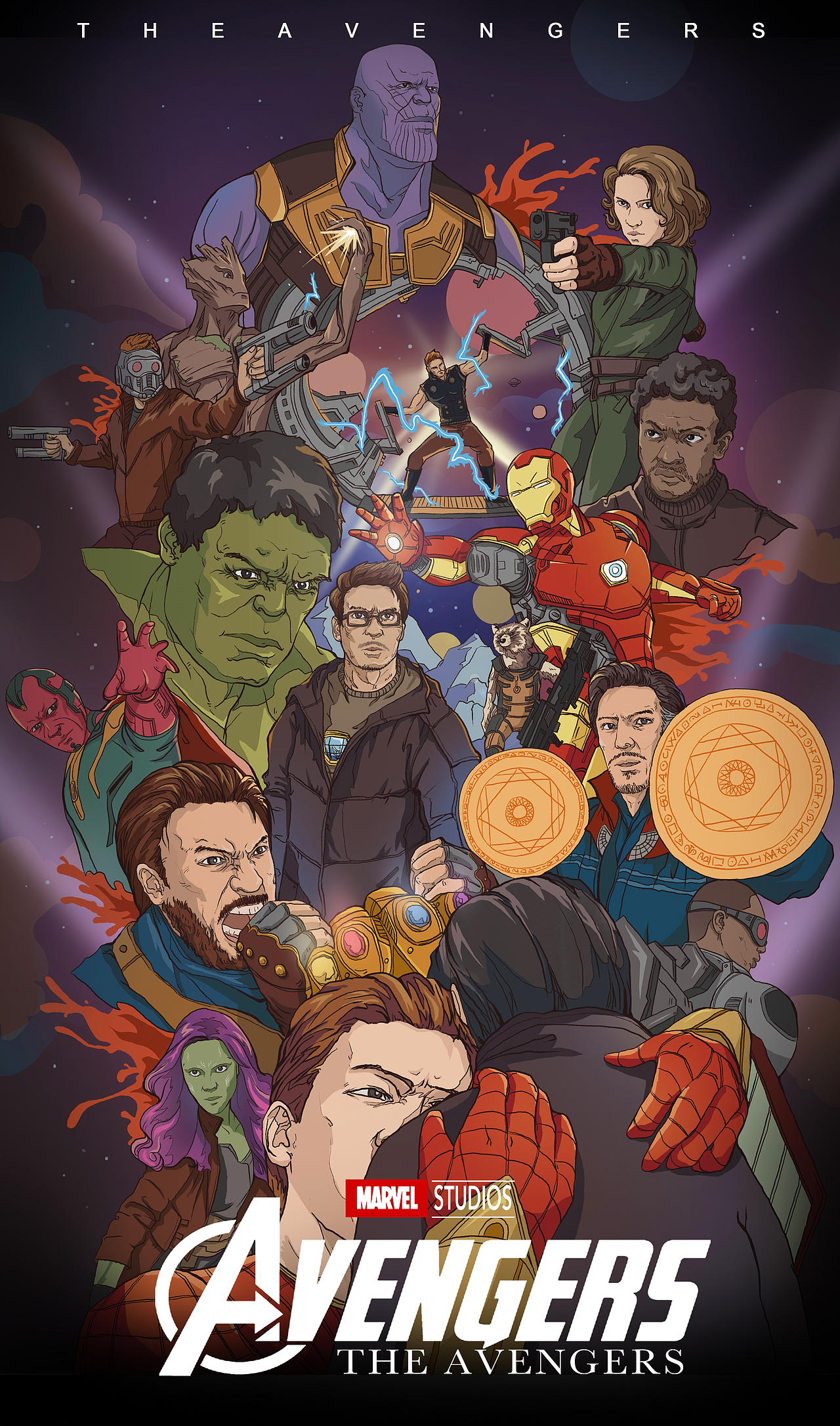 《复仇者联盟3》手绘电影海报