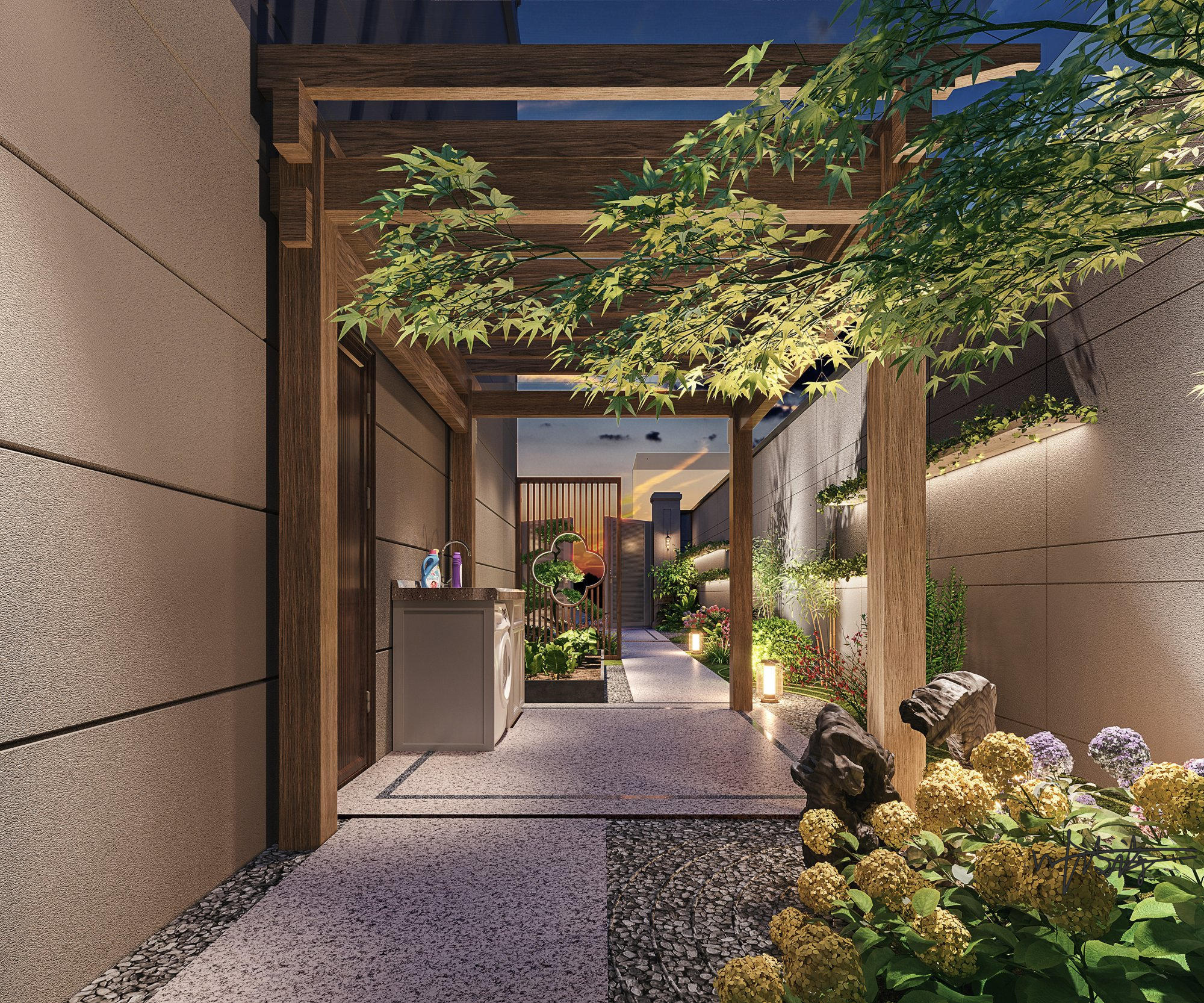 室外效果图|景观设计|庭院设计