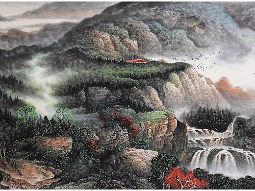 张月岗，小八尺江山揽胜图