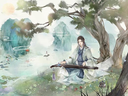 弹琴（个人主页-ZMzcwMDUzMzY=） - 商业插画 - 站酷设计师杉蓝原创素材 - 站酷ZCOOL