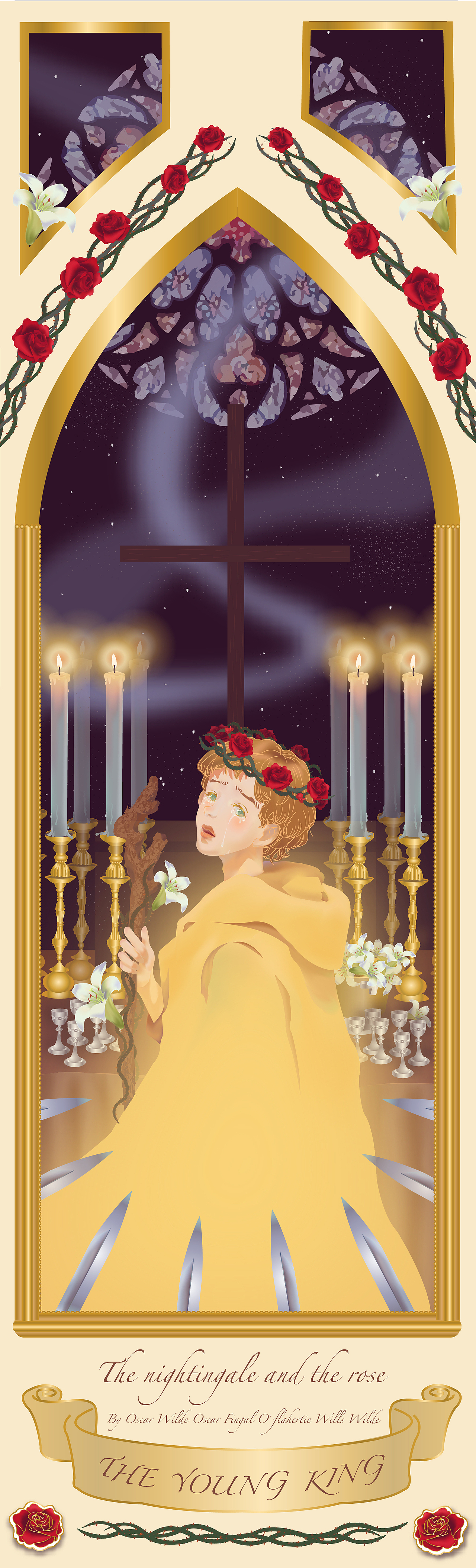 矢量书籍插图少年国王奥斯卡王尔德