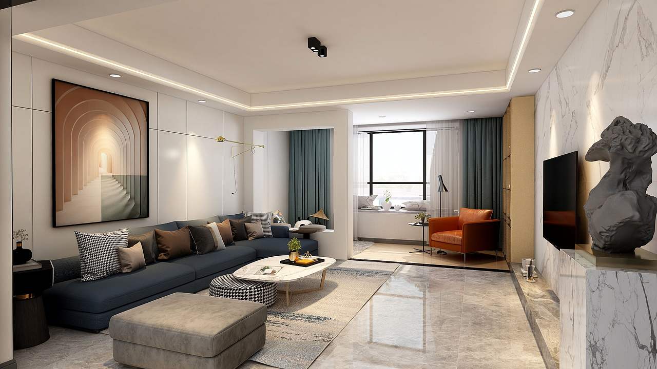现代简约风格客厅（含亲子区）（图ZMjY3MTY4MjIw） - 建筑/空间 - 站酷设计师啊少坨坨原创素材 - 站酷ZCOOL