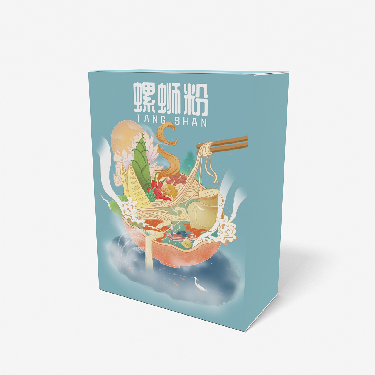 国潮| 螺蛳粉包装插画设计