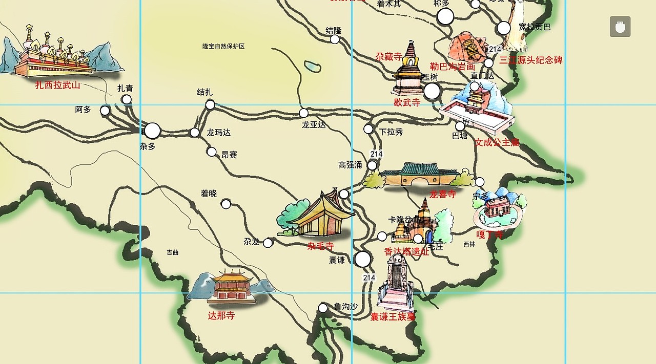 手绘青海旅游地图