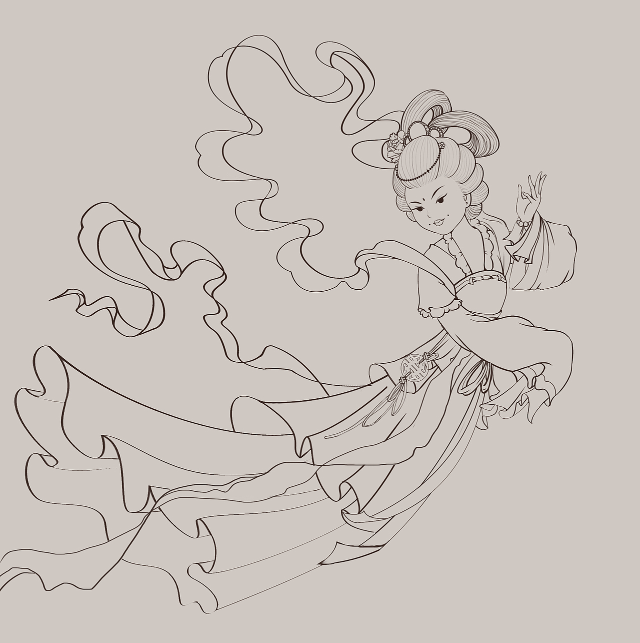 练习中秋要到啦画个嫦娥妹子