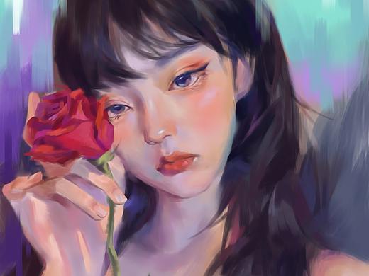 玫瑰少女（个人主页-ZNTMyNzg1MTY=） - 艺术插画 - 站酷设计师描摹时光原创素材 - 站酷ZCOOL