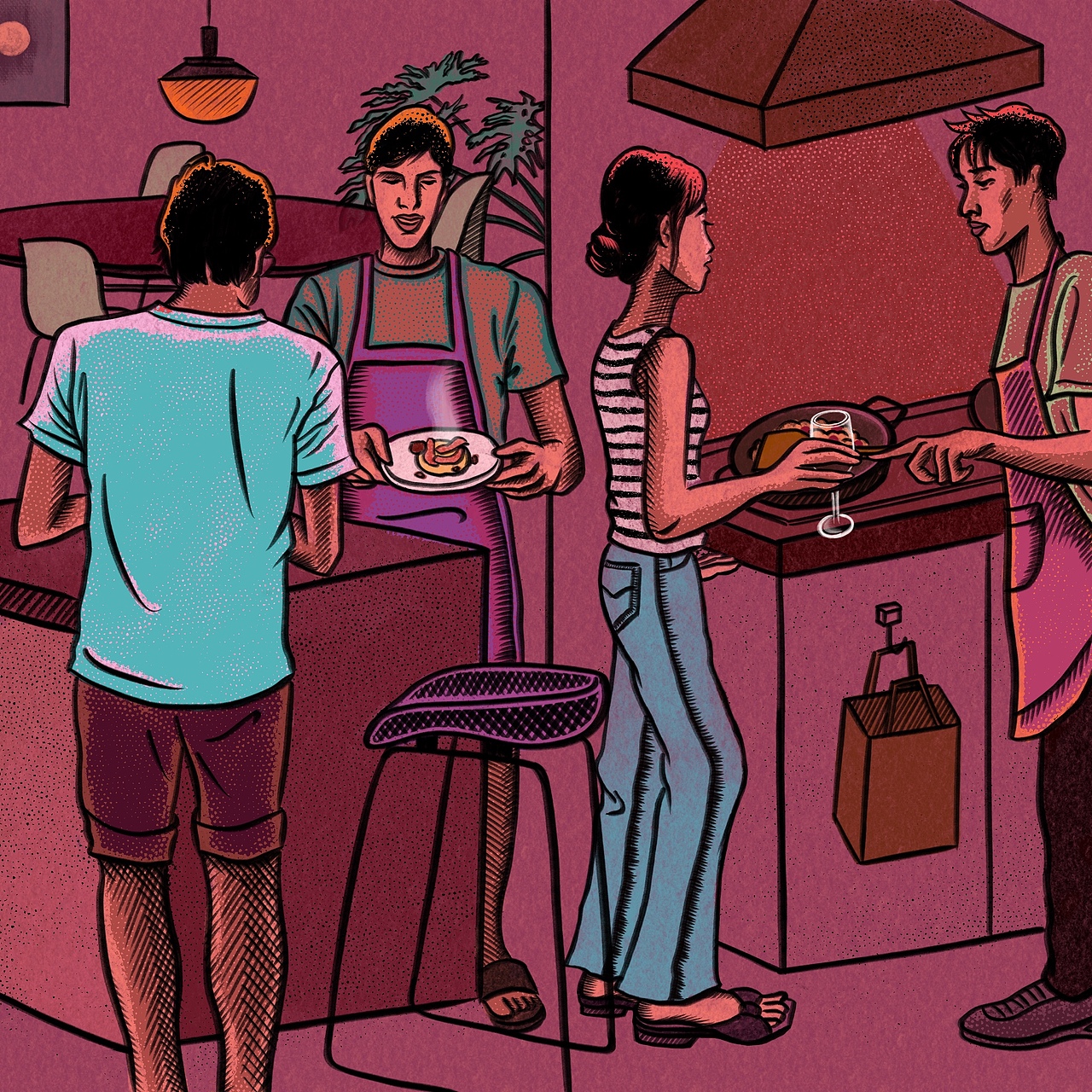 CooKit 上海高档餐厅食物外送商业插画（图ZMjU2NDEwMjA4） - 商业插画 - 站酷设计师Chabuuuuu原创素材 - 站酷ZCOOL