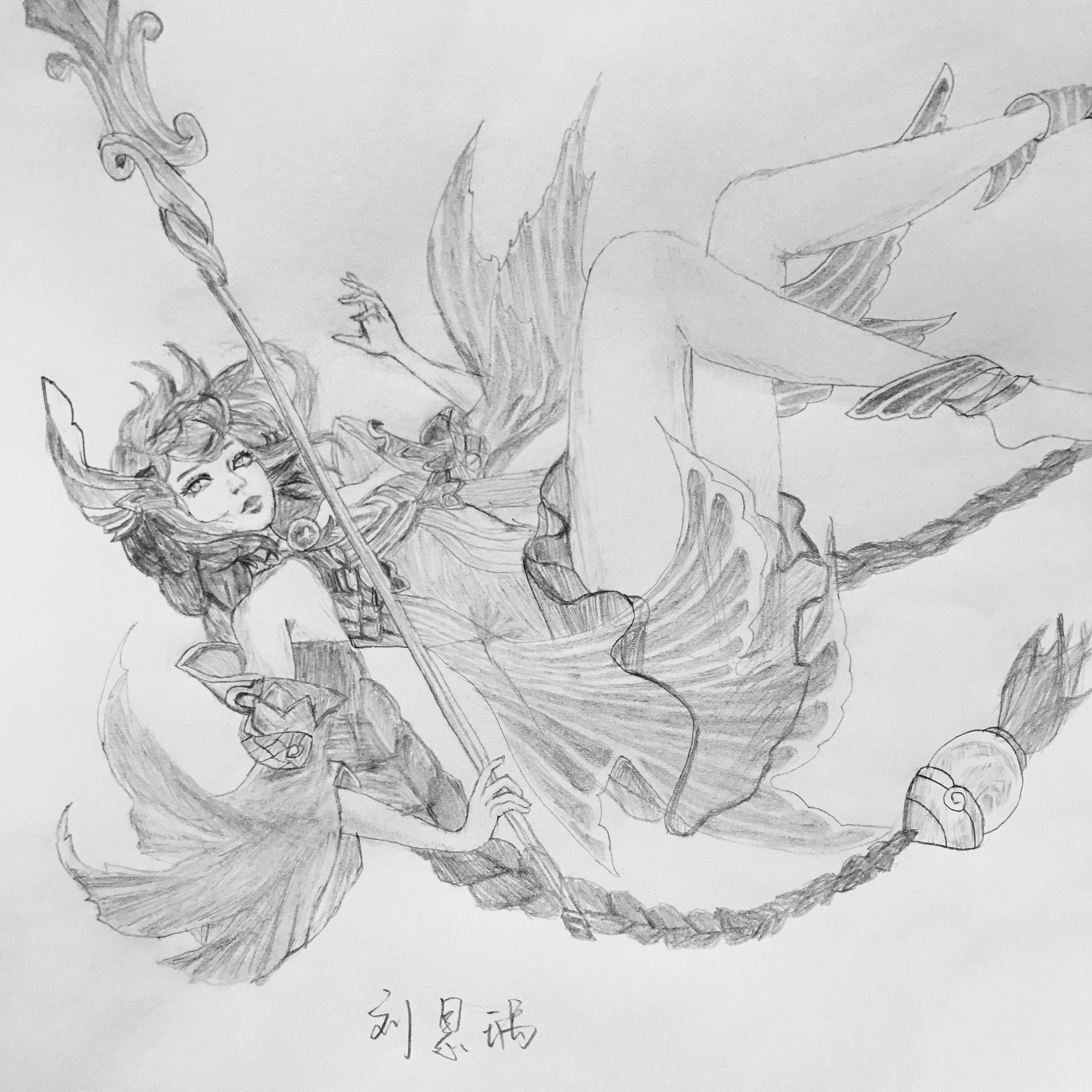 手绘游戏人物铅笔画