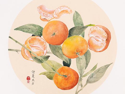 国画教程 | 没骨橘子