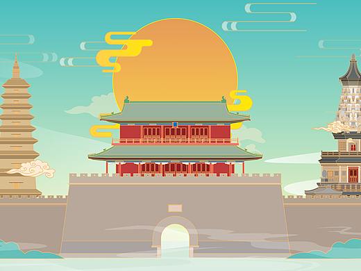 习作：抗疫必胜，河北石家庄加油  正定地标建筑插画