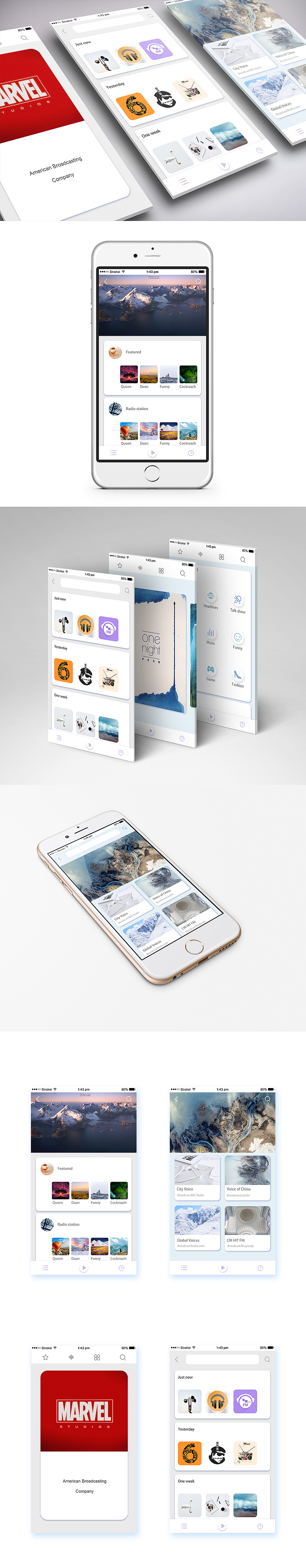 广播app视觉设计（图ZNzM4MDE3NjQ=） - APP界面 - 站酷设计师鸭王琉璃王原创素材 - 站酷ZCOOL