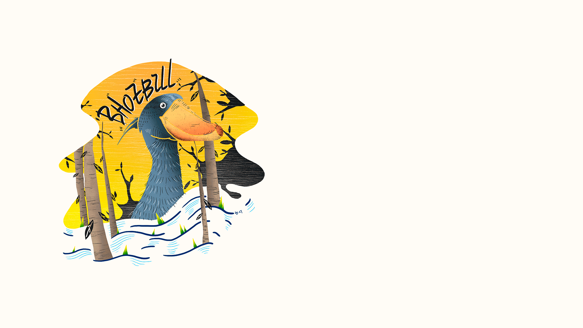 百鸟朝凤日历插画设计——鲸头鹳（图ZNzMyOTEyNzI=） - 商业插画 - 站酷设计师CTHUANG原创素材 - 站酷ZCOOL