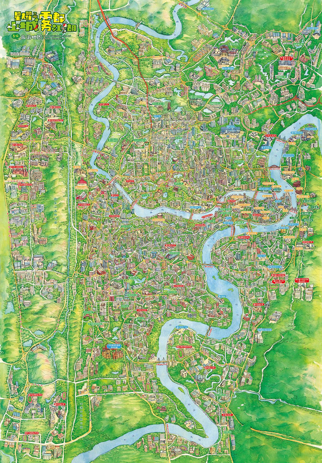 城市旅游手绘地图（图ZMjAxMTA3NTY4） - 宣传物料 - 站酷设计师蟹夹夹原创素材 - 站酷ZCOOL