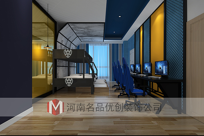 郑州电竞酒店装修设计的目的受众是消费者。只要具备竞争力的酒店装修特征，酒店消费气氛的营造和消费体验才干使酒店立于不败之地。郑州电竞酒店装修设计首先应该思索酒店的定位。酒店是一个什么类型的酒店，酒店的范围如何，酒店的层次，目的客户群体是什么等等这些酒店定位方面的内容是首先需求思索的，以酒店定位为根底的酒店装修设计才干更好的停止酒店气氛的营造和经济目的的达成。酒店空间装修设计室内颜色除对视觉环境产生影响外，还直接影响人们的心情、心理。科学的用色有利于工作，有助于安康。颜色处置得当既能契合功用请求又能获得美的效果。